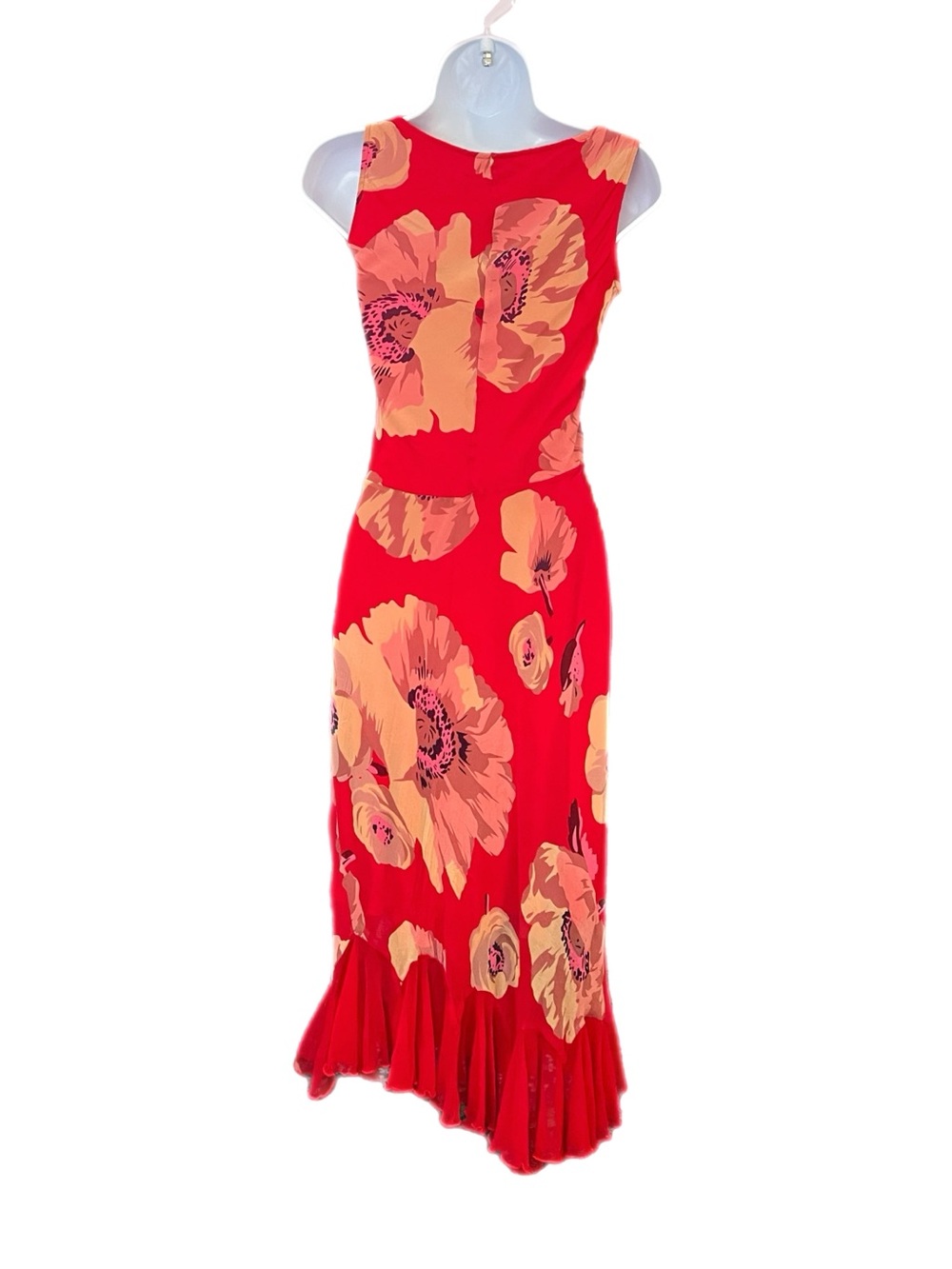 Vintage Betsey Johnson New York Silk Sheer Mesh Floral Slip Dress w/ Flower Pin - Picture 7 of 13